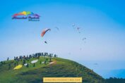 Paragliders taking off at Bir Billing, Himachal Pradesh